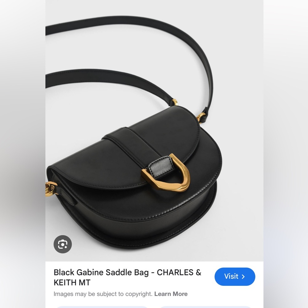 Charles & Keith Black Saddle Bag